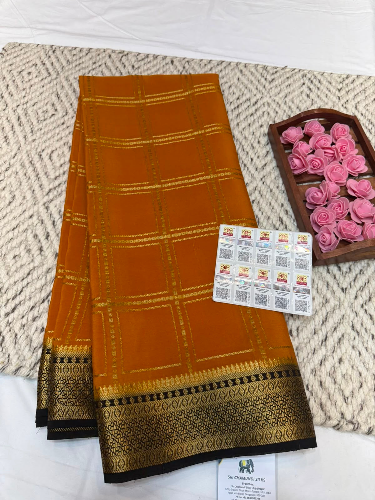 Mysore silk sarees checks pattern