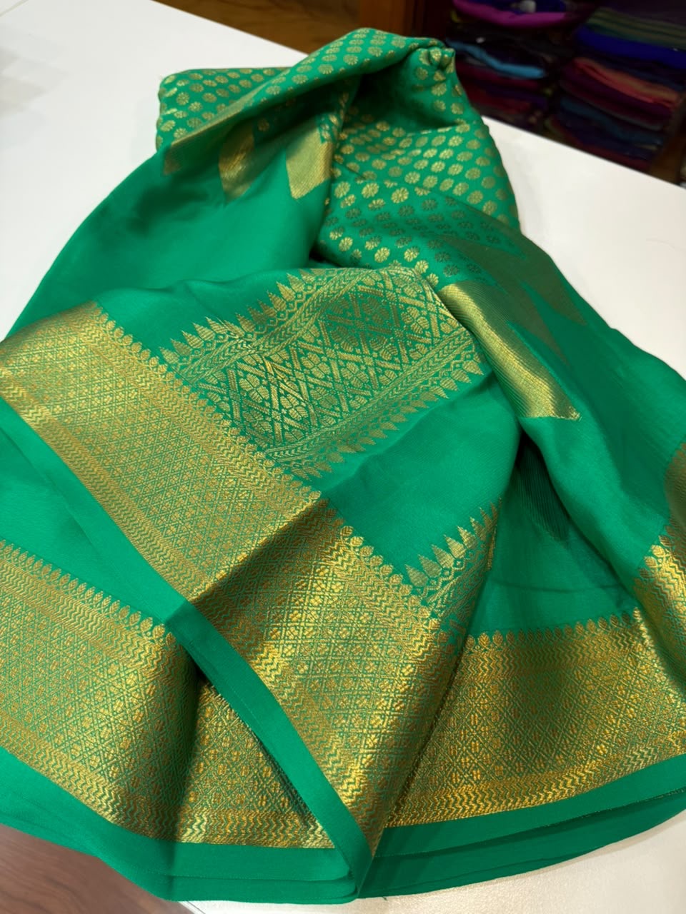 Mysore silk sarees self butta pattern