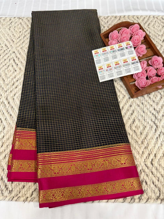 Mysore silk sarees checks pattern