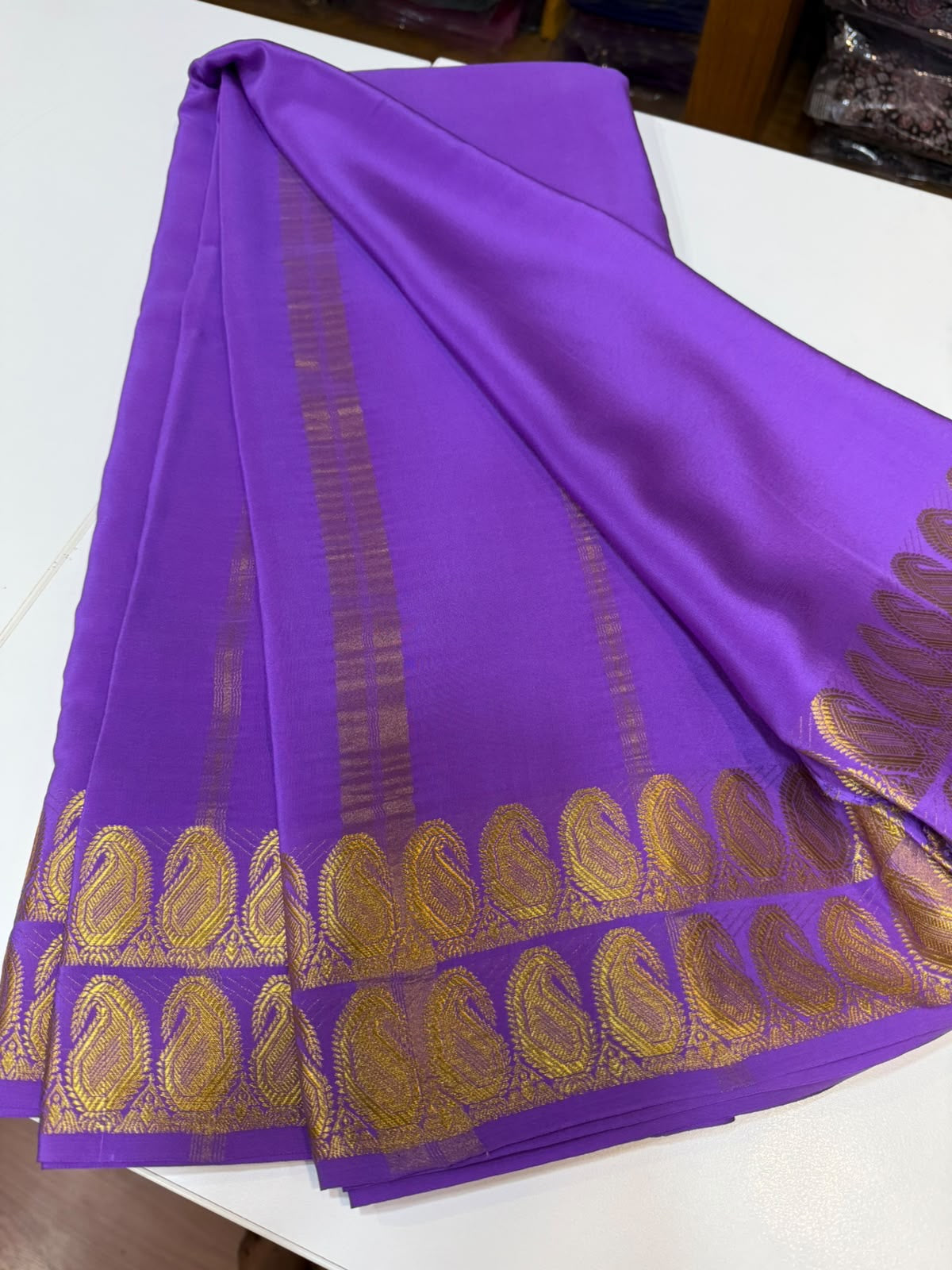 Mysore silk sarees gold lace pattern