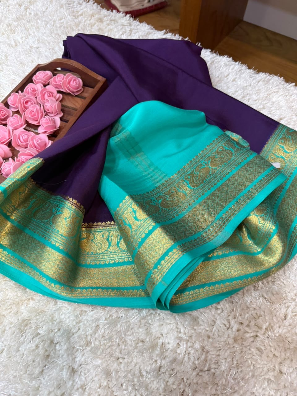 Mysore silk sarees contrast pattern