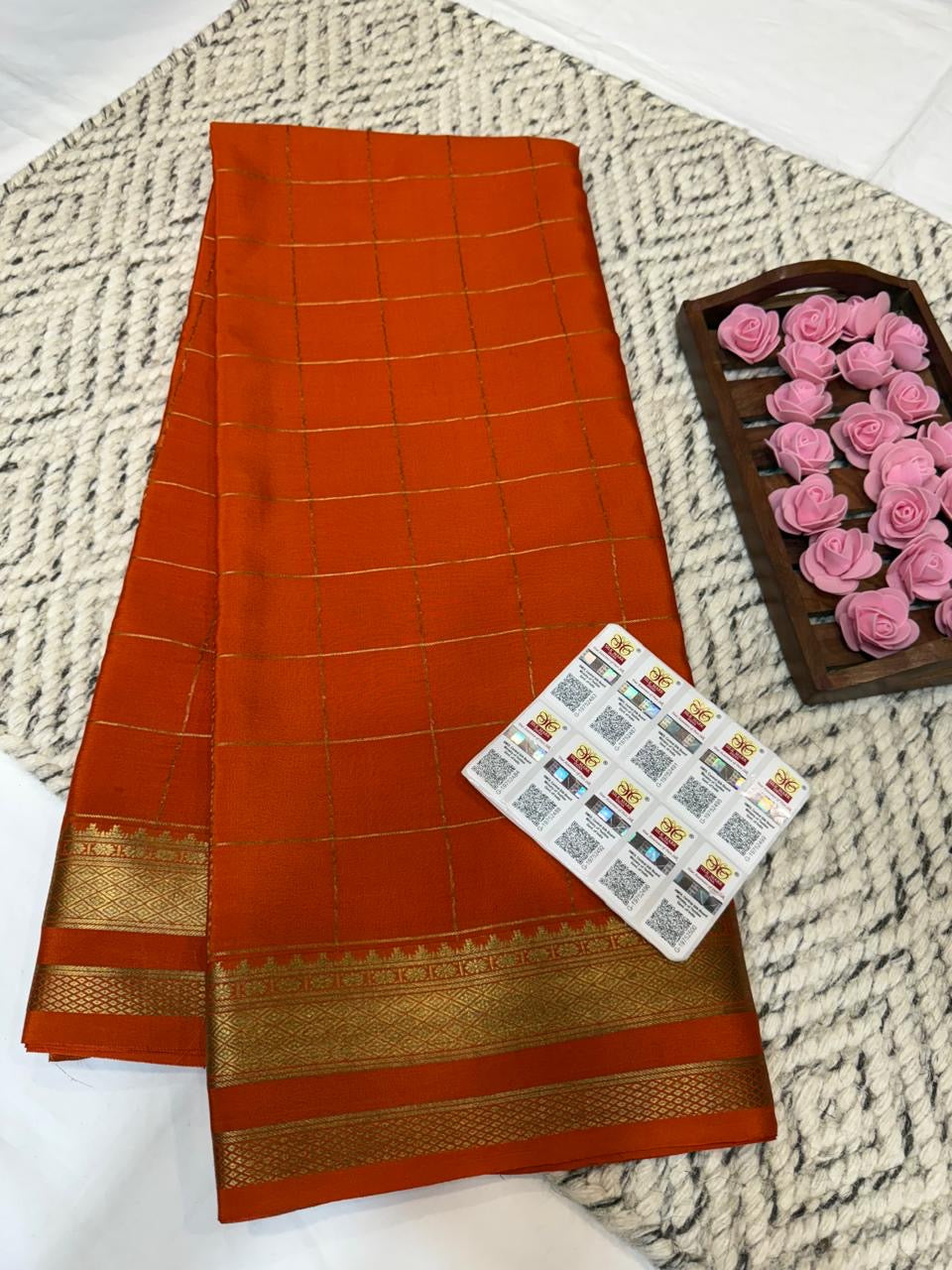 Mysore silk sarees checks pattern