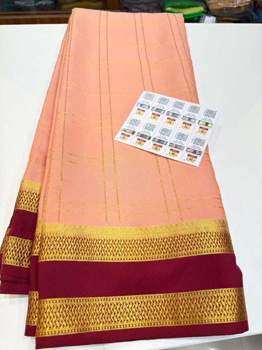 Mysore silk sarees checks contrast pattern