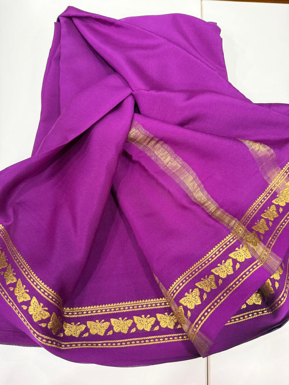 Small butterfly border self sarees