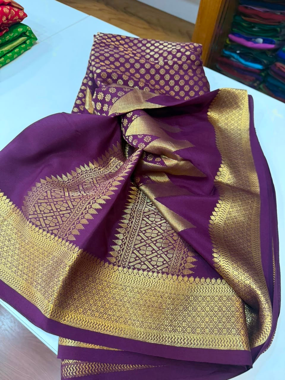Mysore silk sarees self Butta pattern
