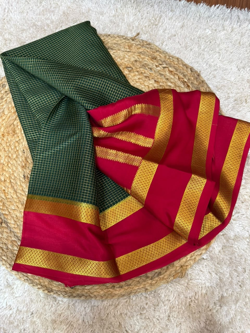 Mysore silk sarees checks pattern