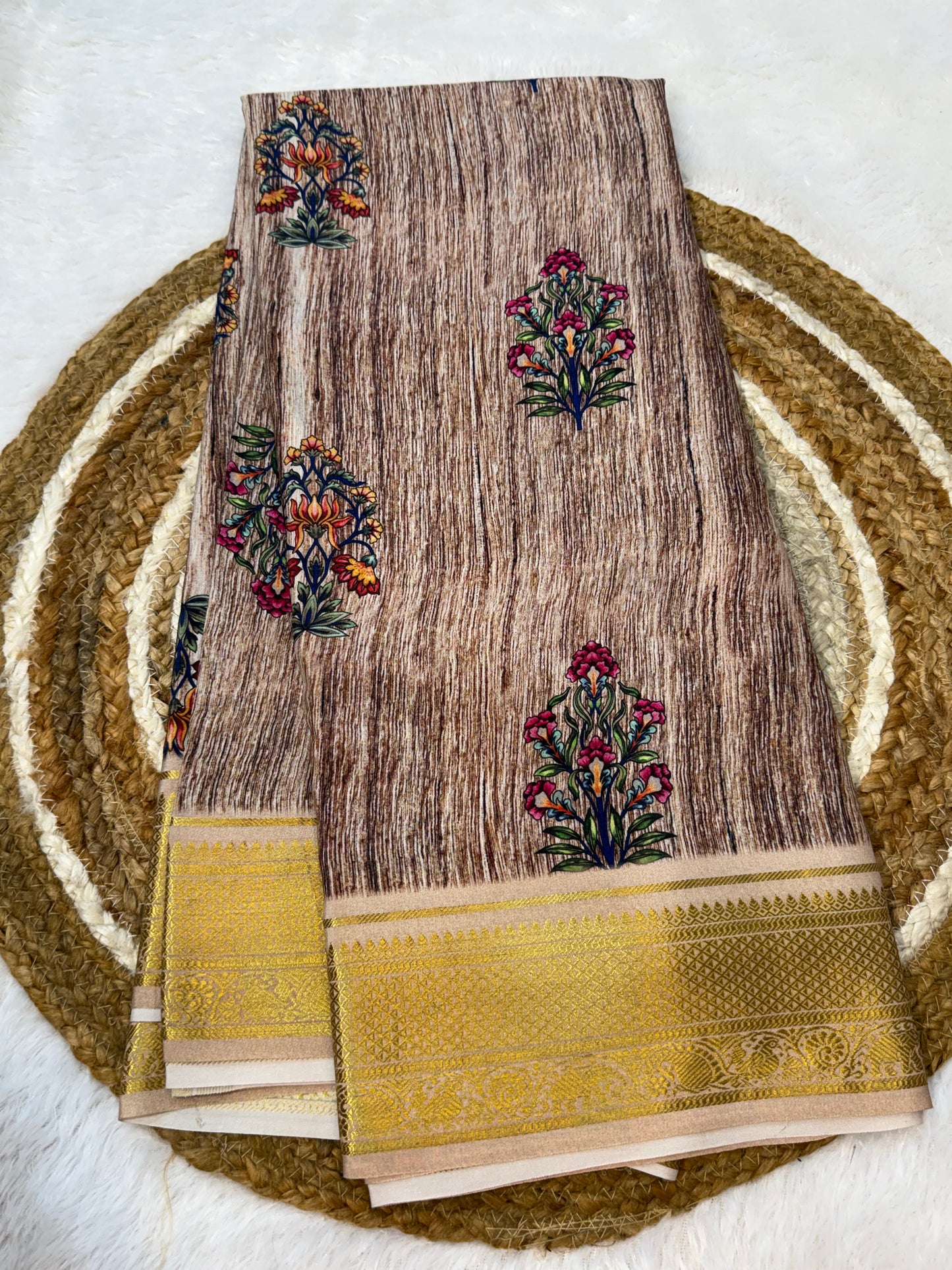 Printed Mysore silk saree