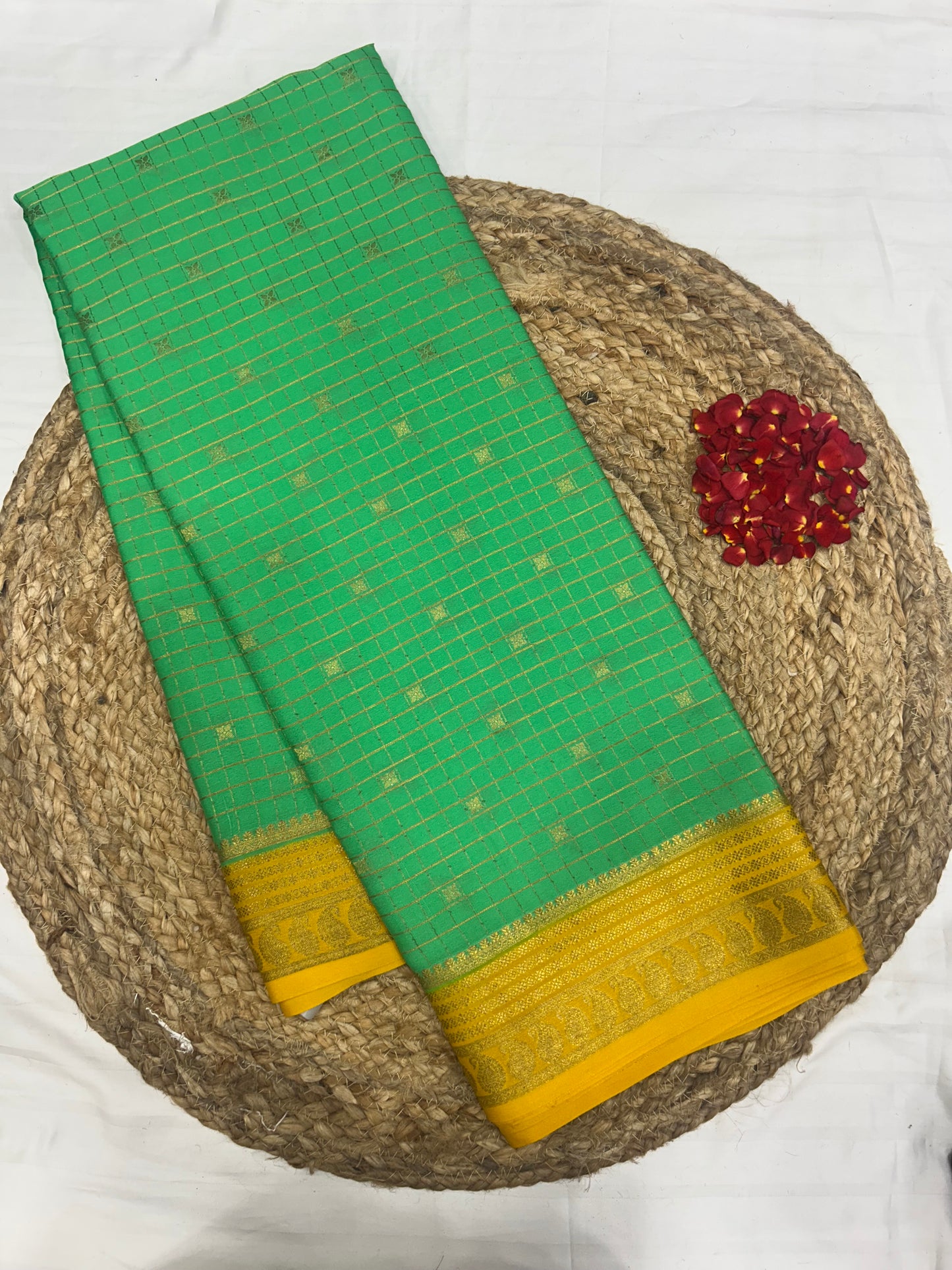 Mysore silk contrast checks