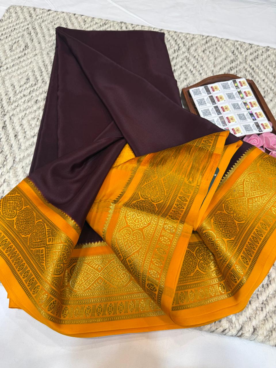 Mysore silk sarees contrast pattern