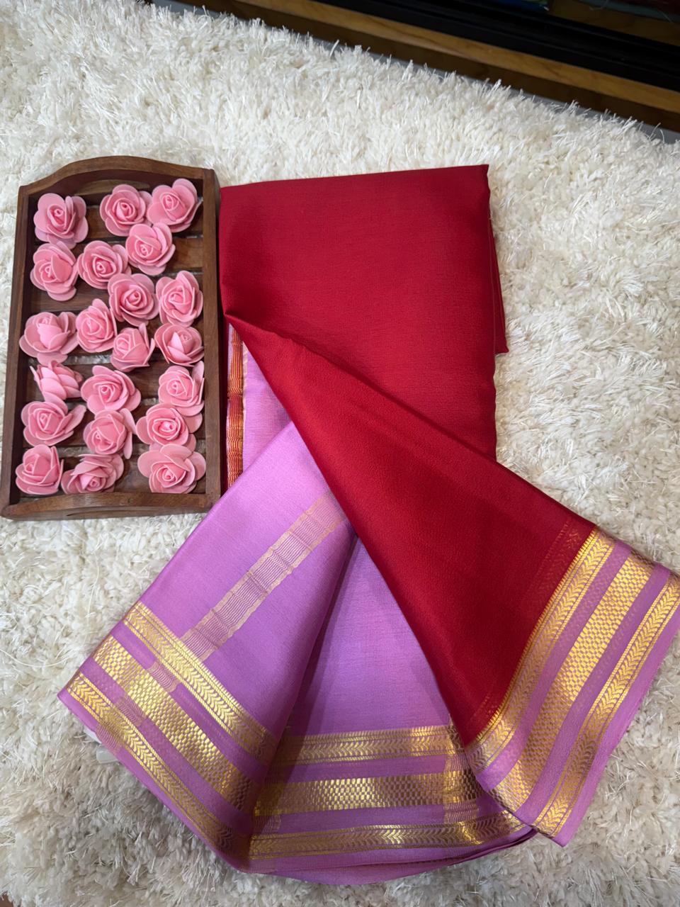 Mysore silk sarees light weight pattern