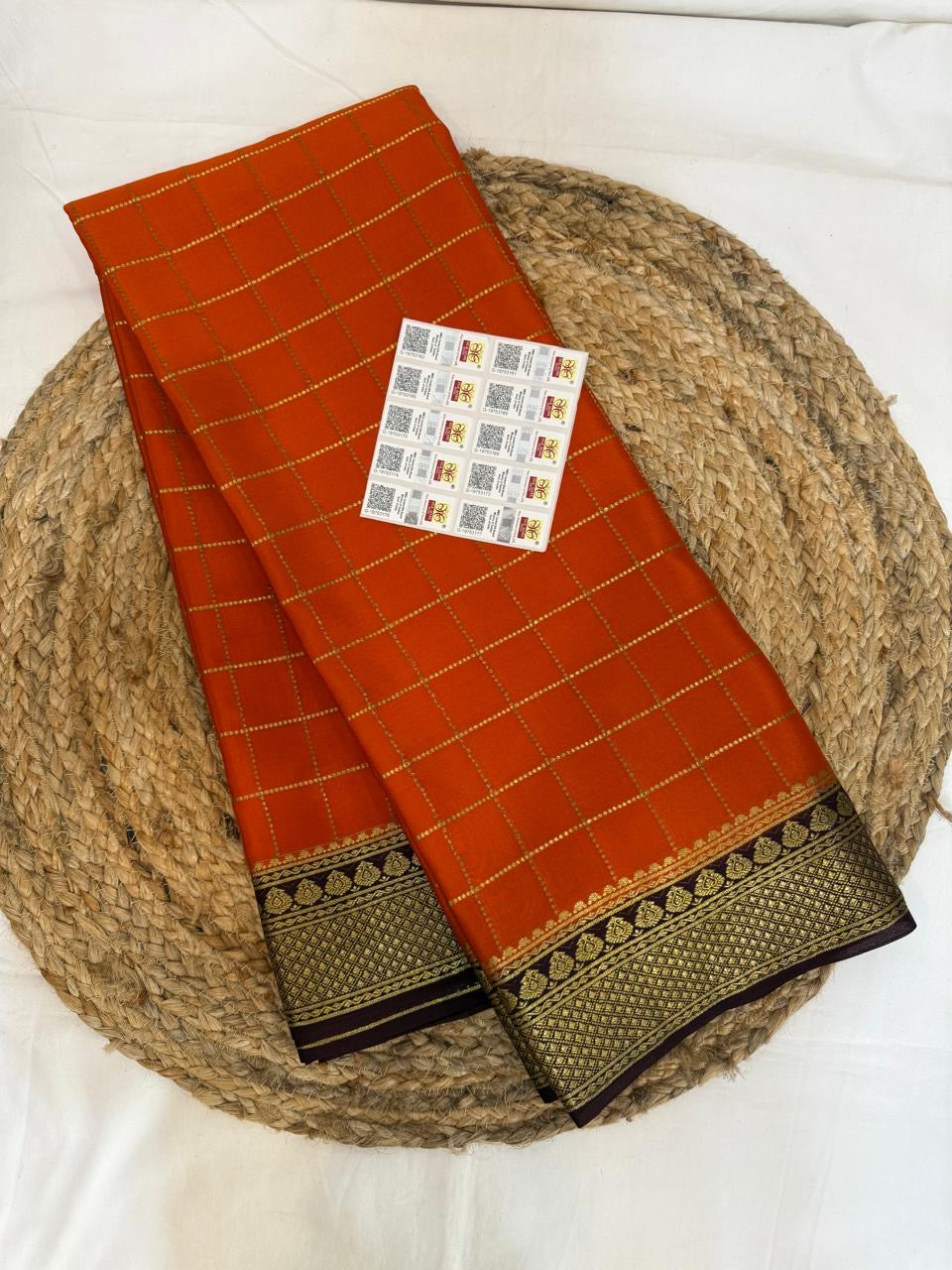 Mysore silk sarees contrast checks pattern