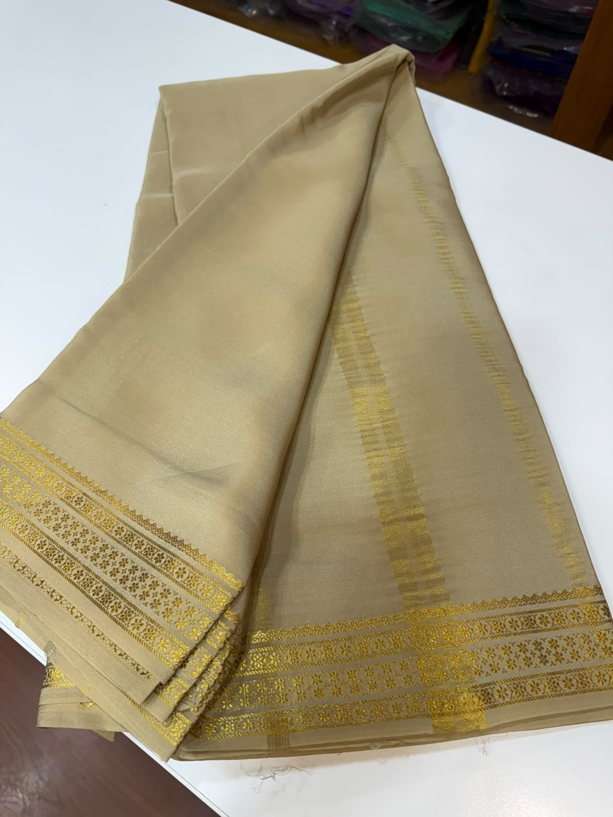 Mysore silk sarees gold lace pattern