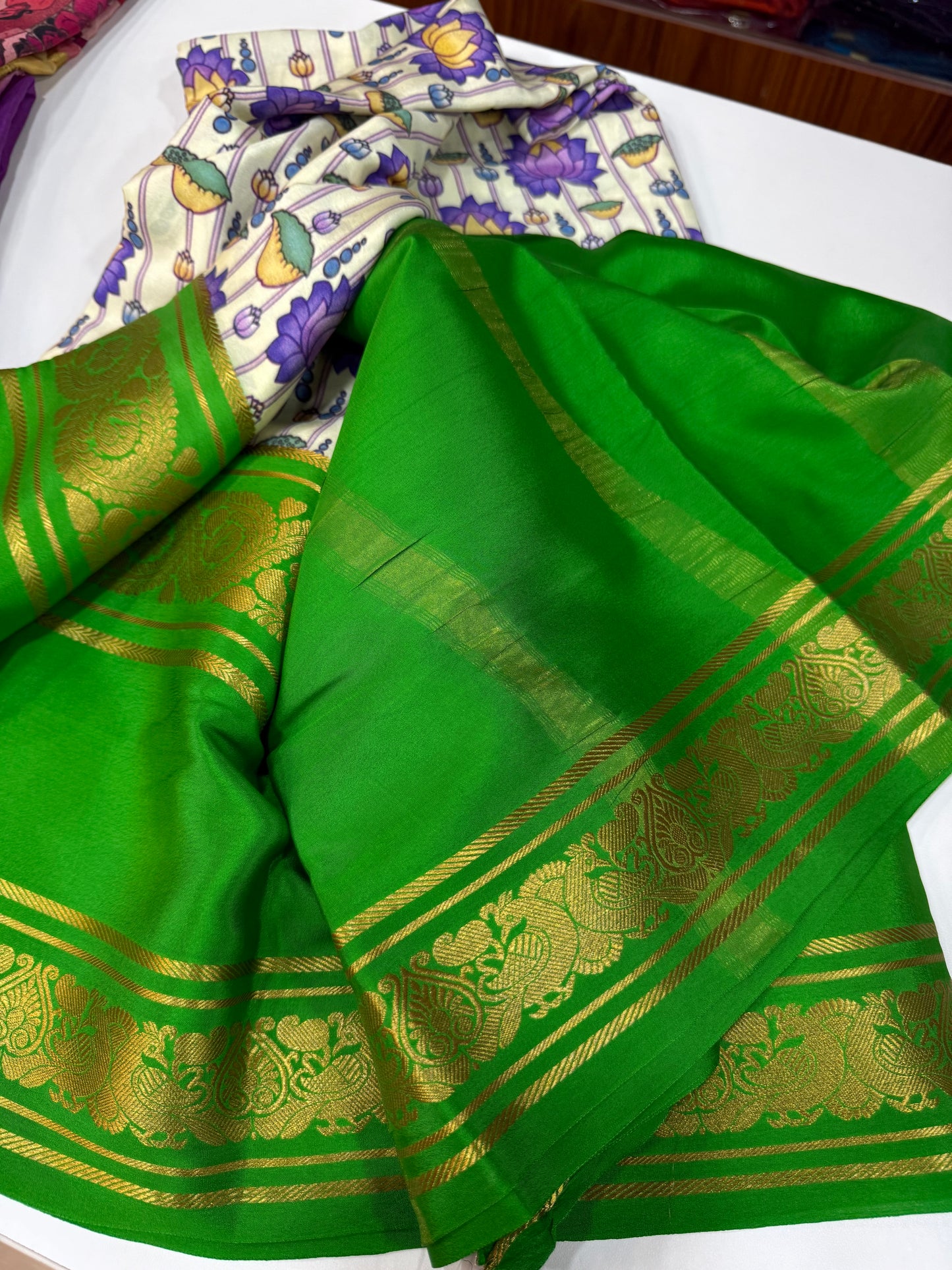 Printed Mysore silk saree