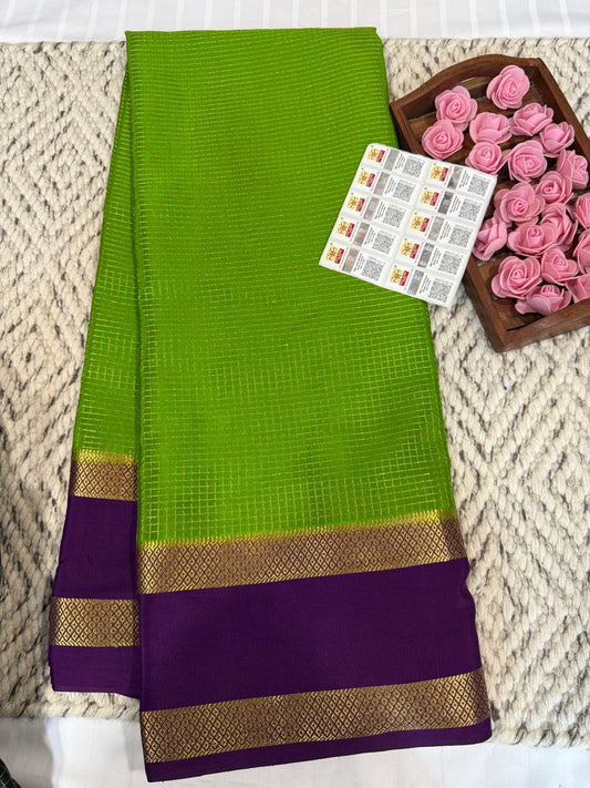Mysore silk sarees checks pattern