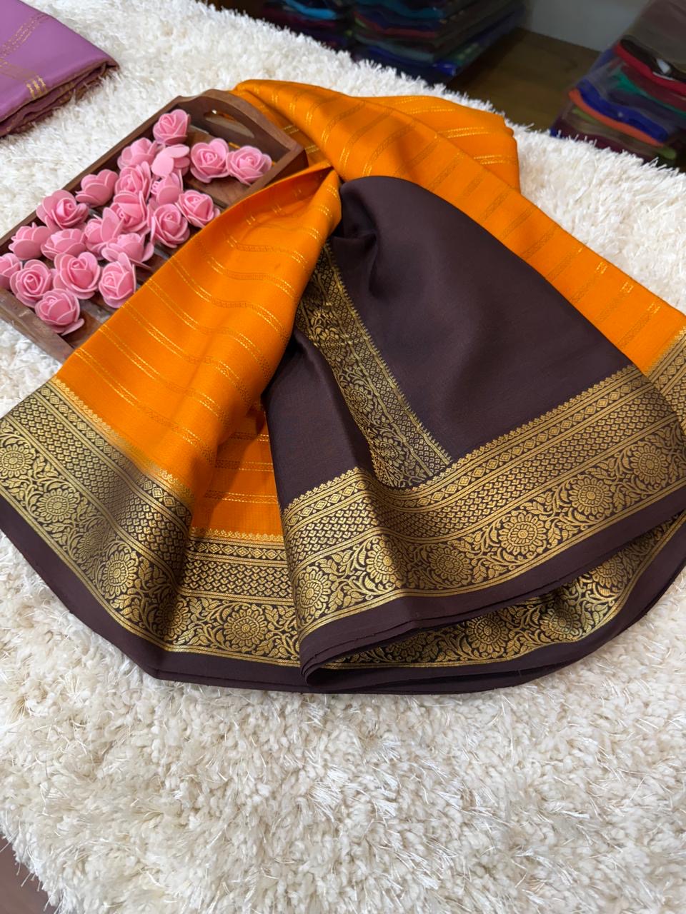 Mysore silk sarees contrast pattern