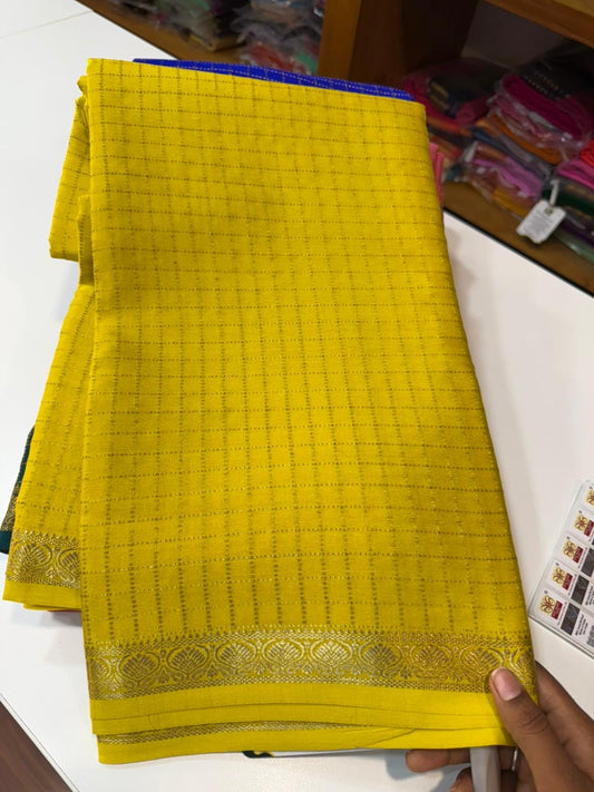 Mysore silk sarees checks pattern