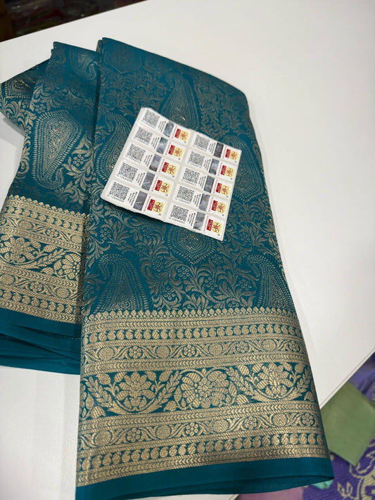 Beautiful Silk brocade fabric with zari weaving
