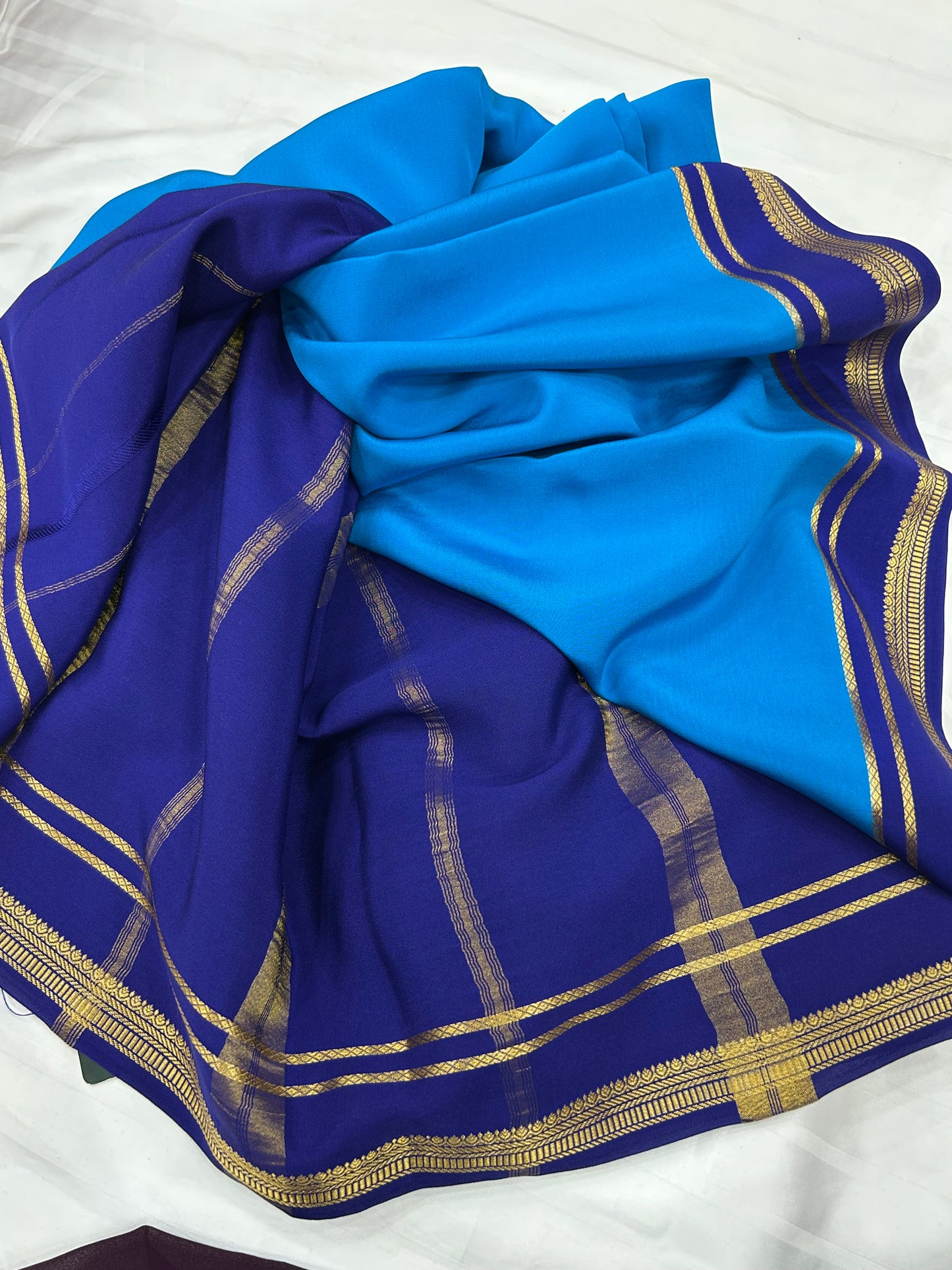 Gold lace Mysore silk saree
