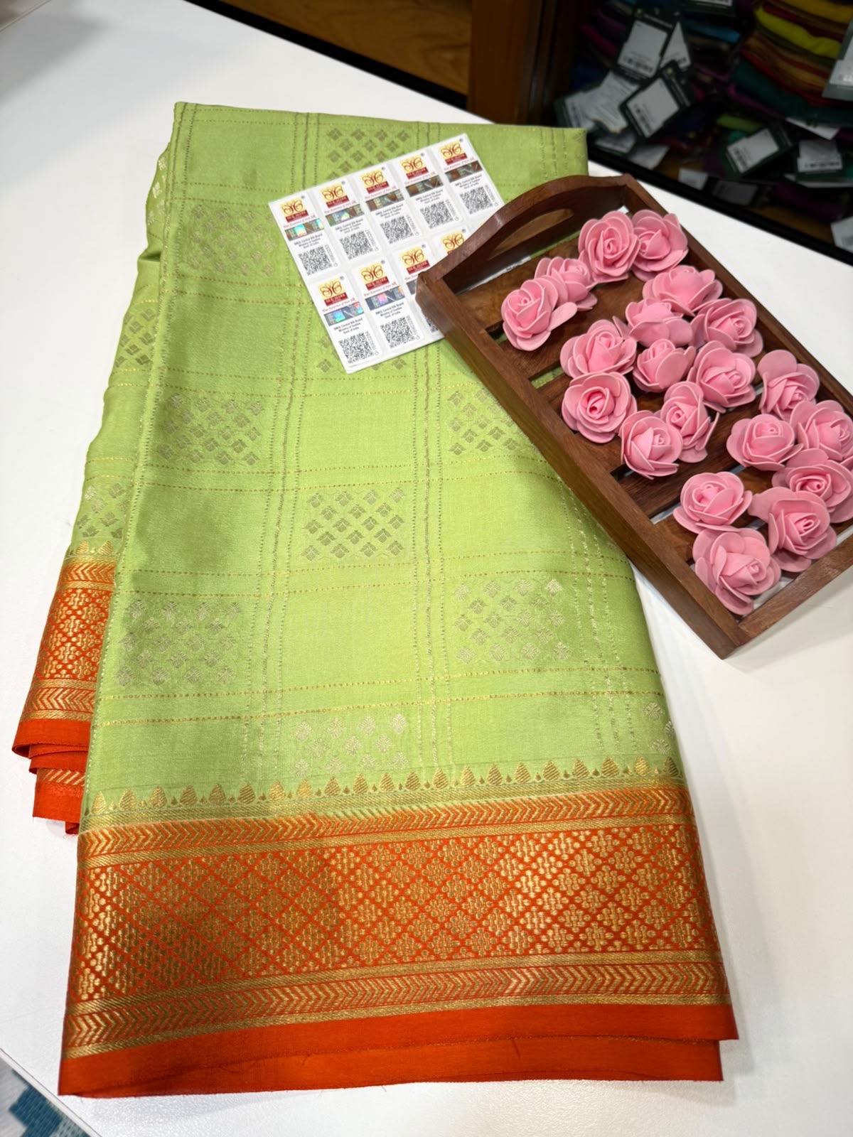 Mysore silk sarees checks pattern