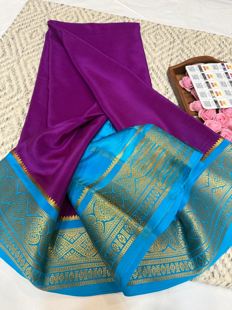 Mysore silk sarees contrast pattern