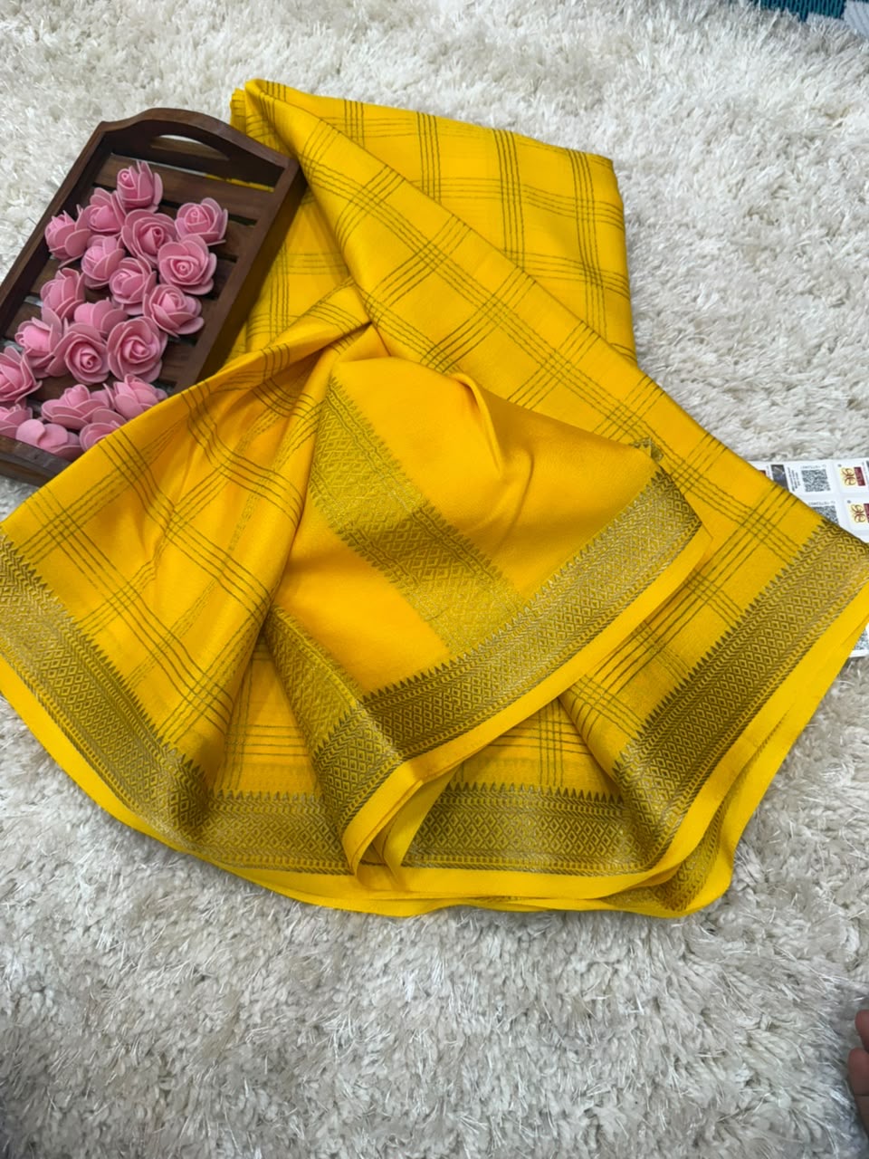 Mysore silk sarees checks pattern
