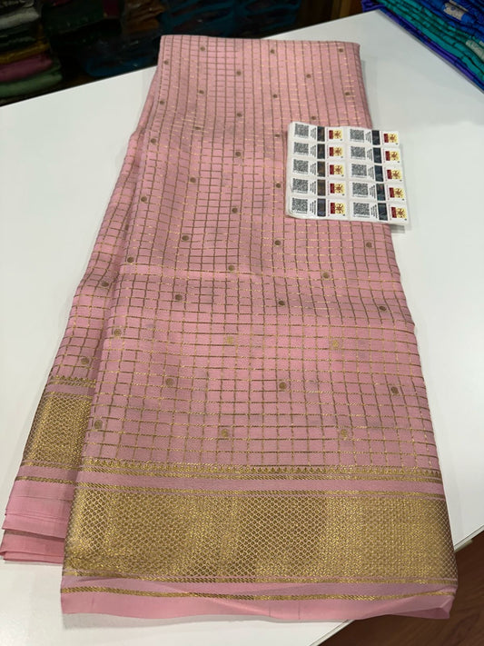 Checks with Motif  beautiful pattern Mysore silk sarees