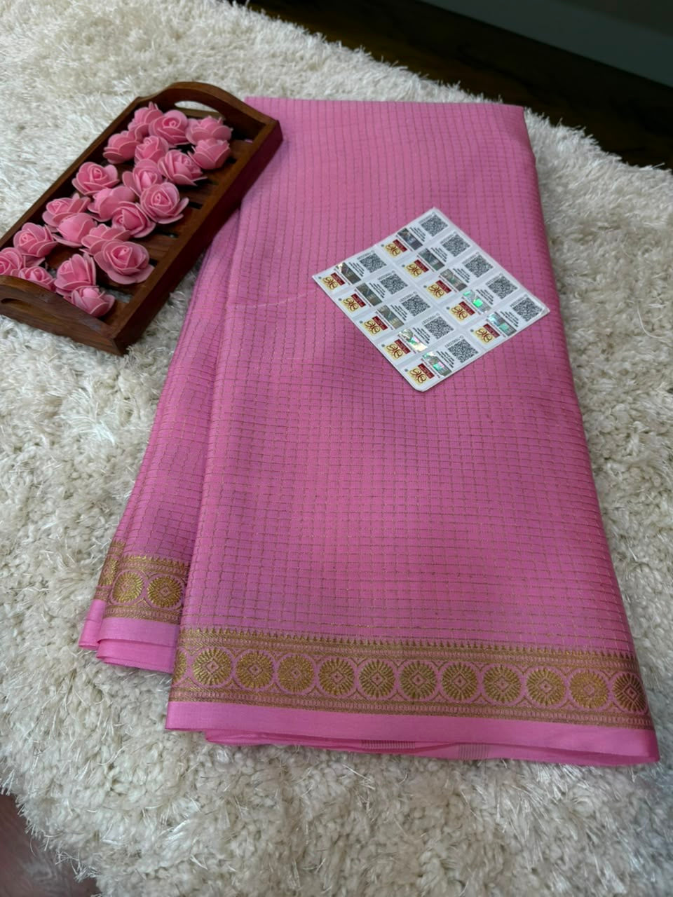 Mysore silk sarees self checks pattern