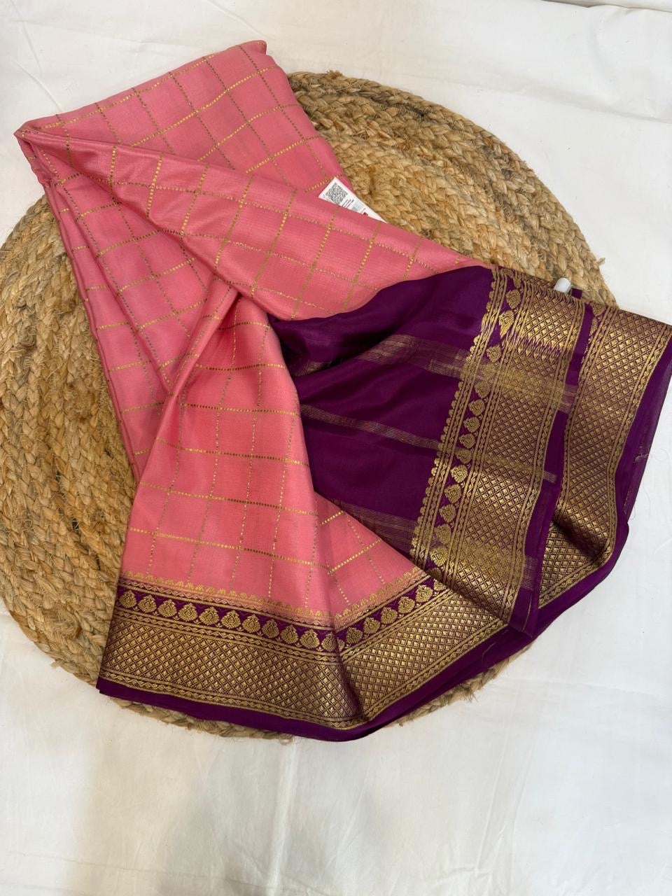 Mysore silk sarees contrast checks pattern