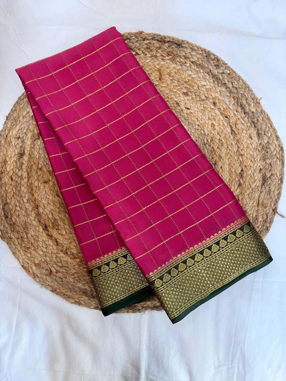 Mysore silk sarees contrast checks pattern