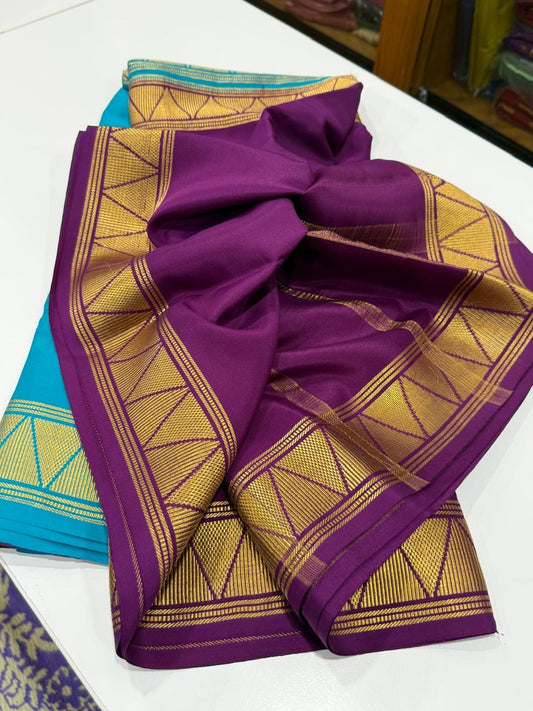 Mysore silk saree half and half pattern