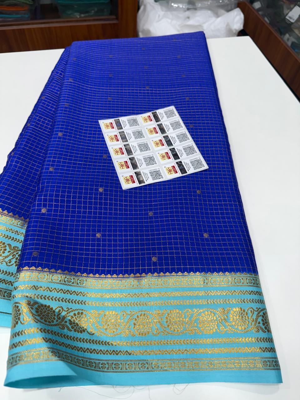 Mysore silk sarees contrast checks