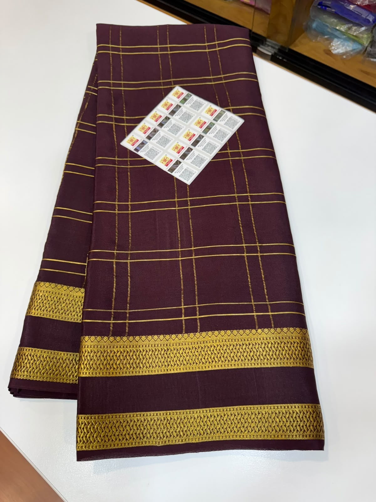 Mysore silk sarees self checks pattern