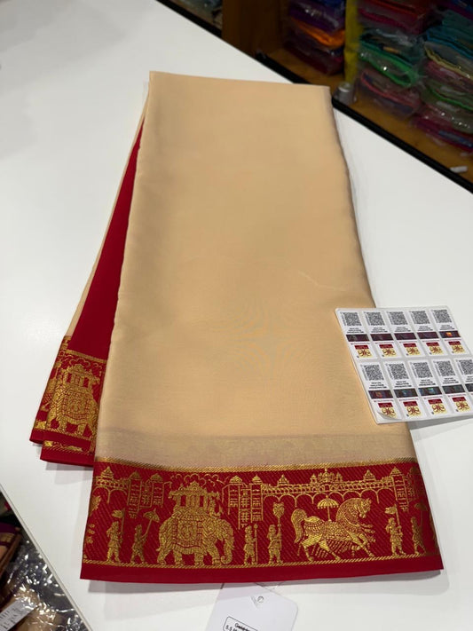 Mysore silk sarees golden lace pattern