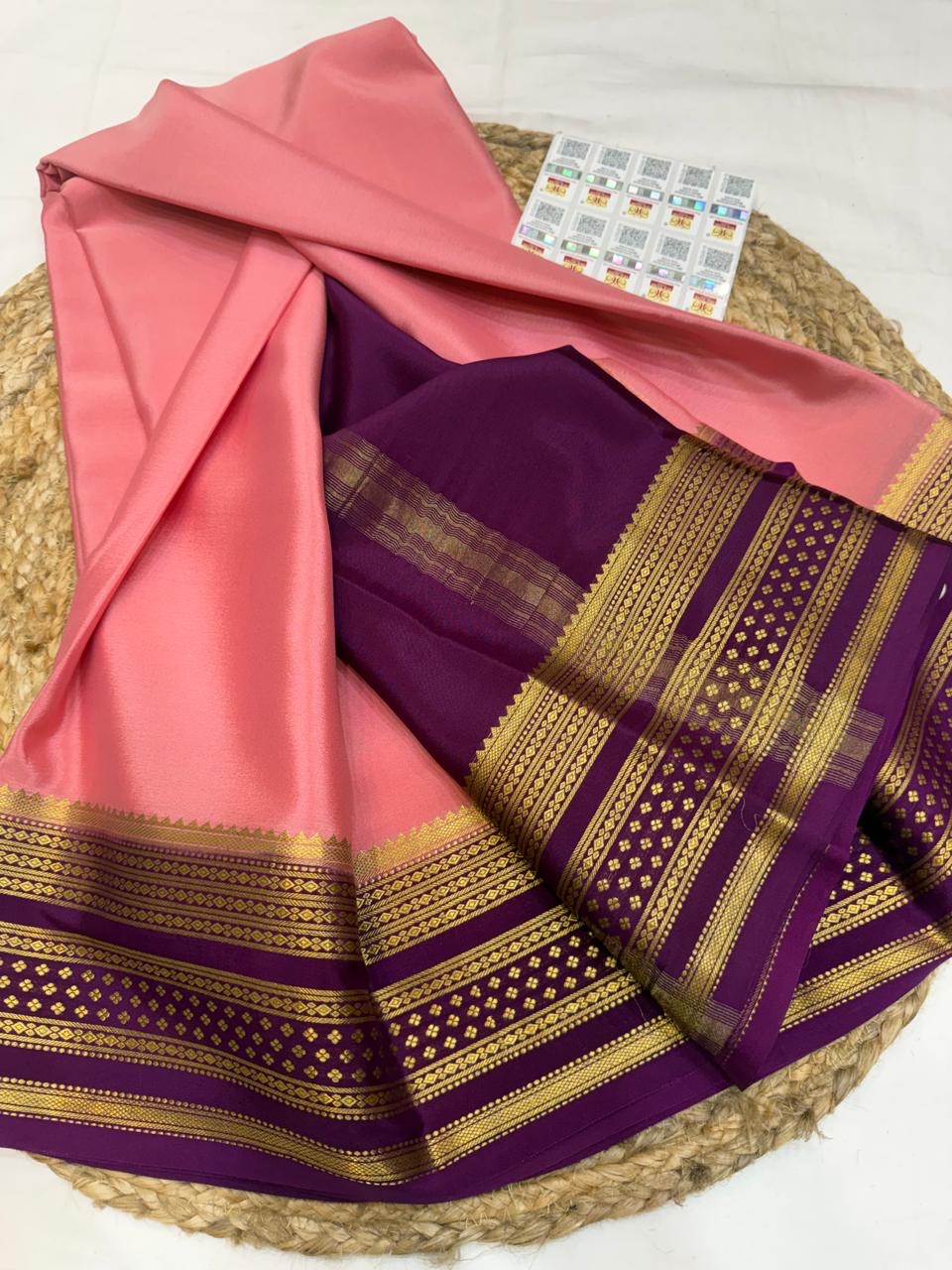 Mysore silk sarees contrast pattern