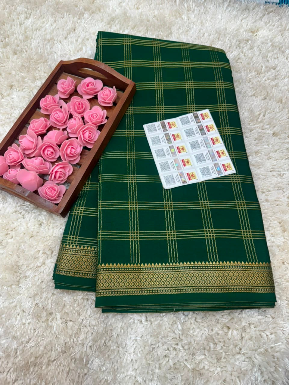 Mysore silk sarees checks pattern