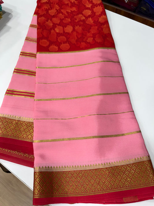 Mysore silk contrast stripes