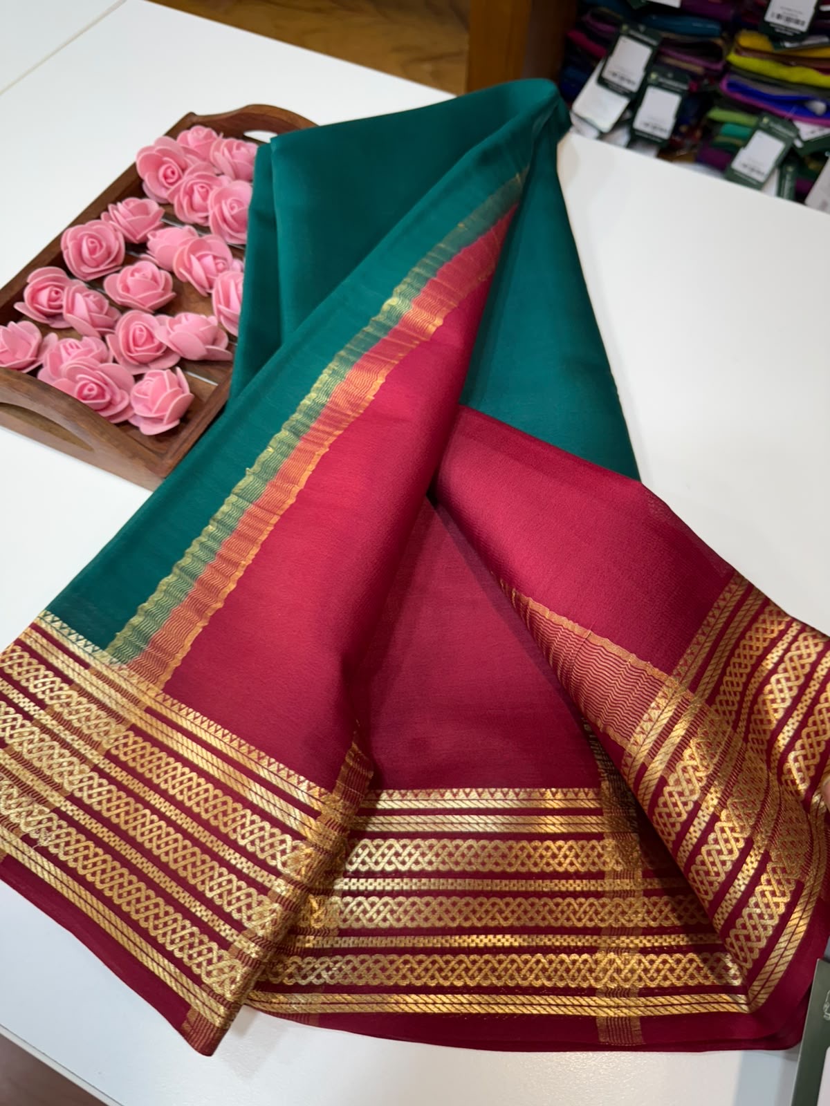 Mysore silk sarees light weight pattern