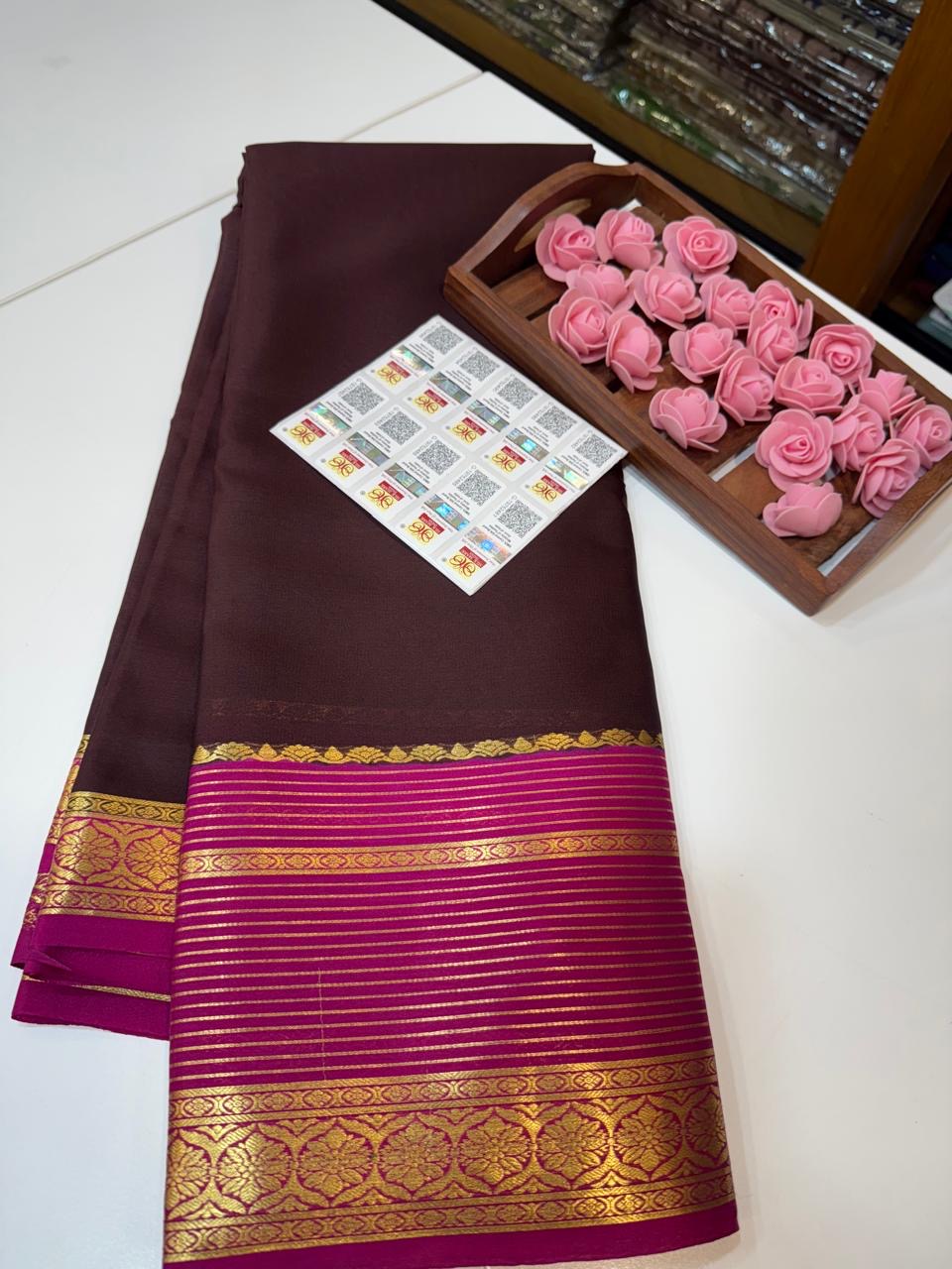 Mysore silk sarees light weight pattern
