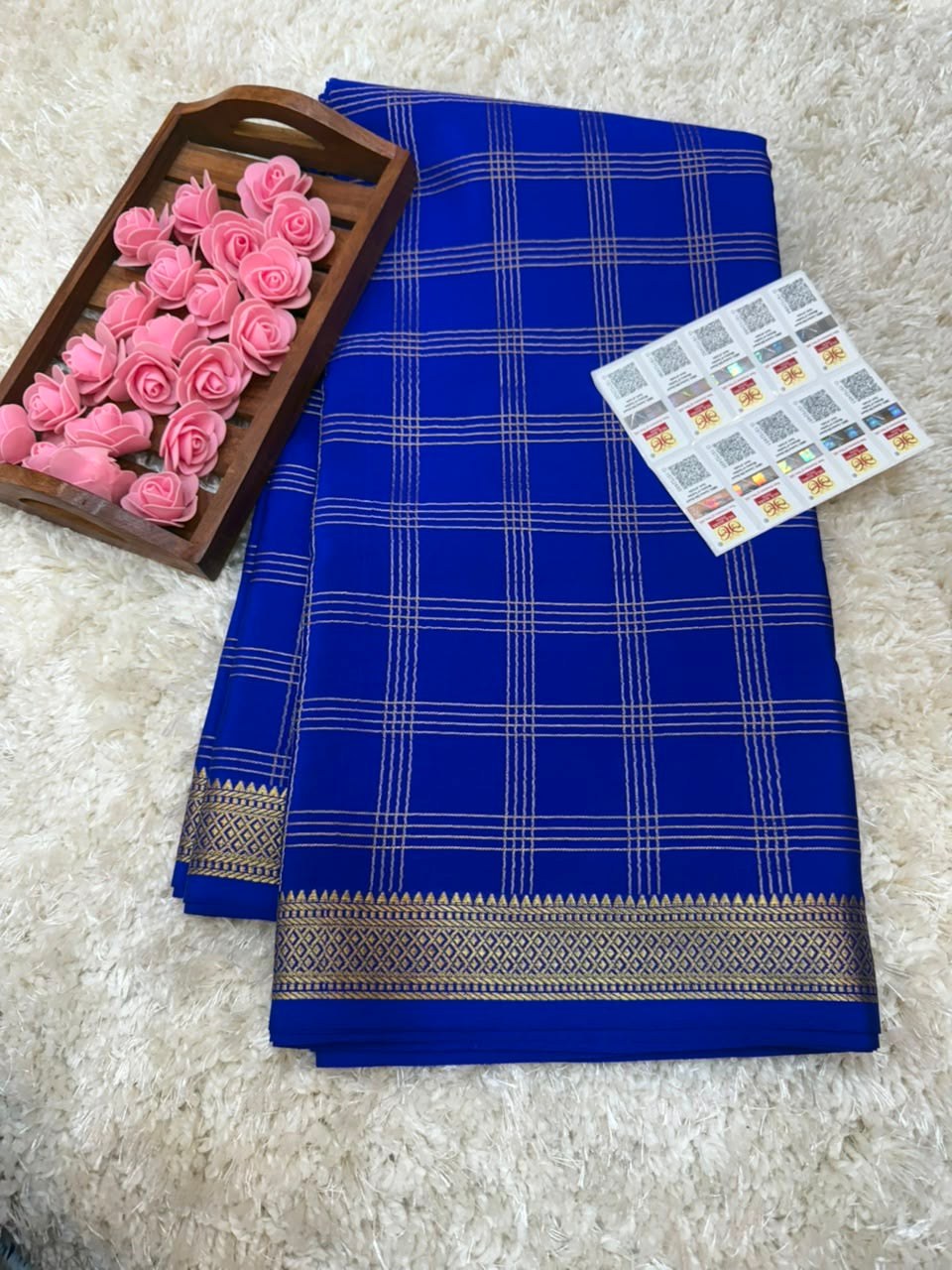 Mysore silk sarees checks pattern