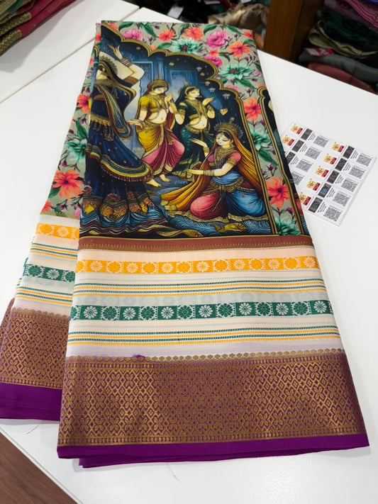 😍Digital print mysore silk sarees 😍