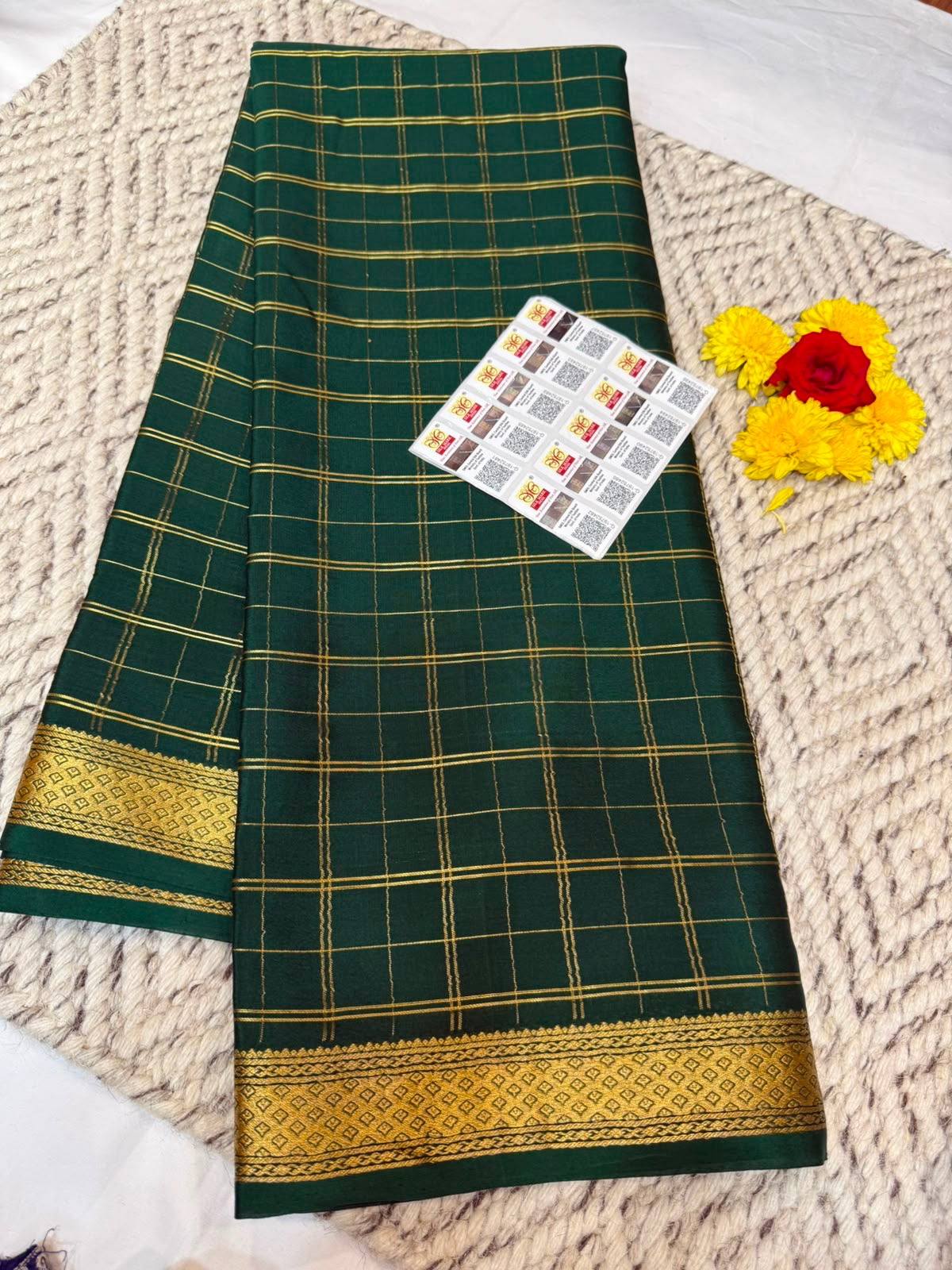 Mysore silk sarees checks pattern