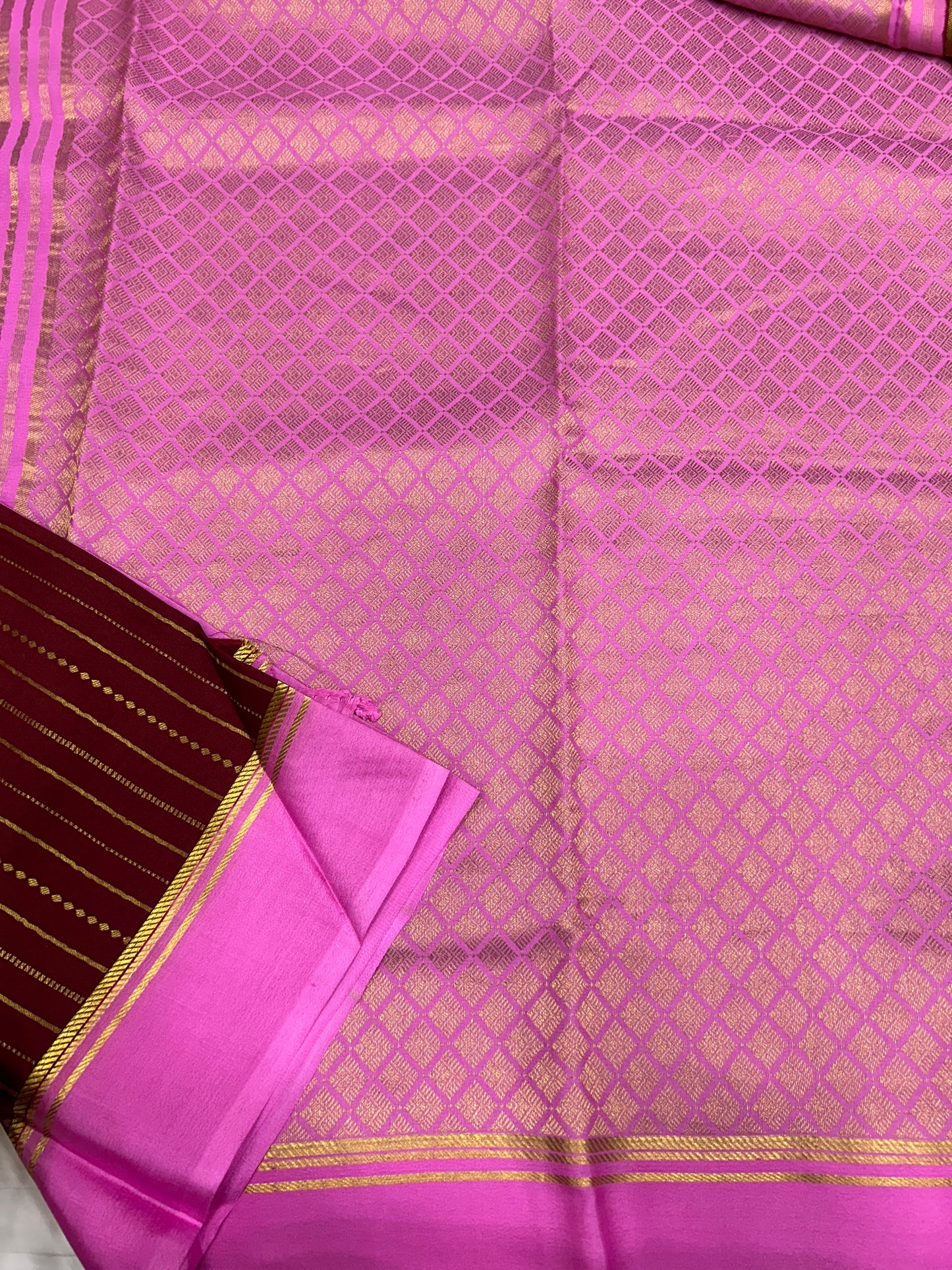 Contrast stripes Mysore silk