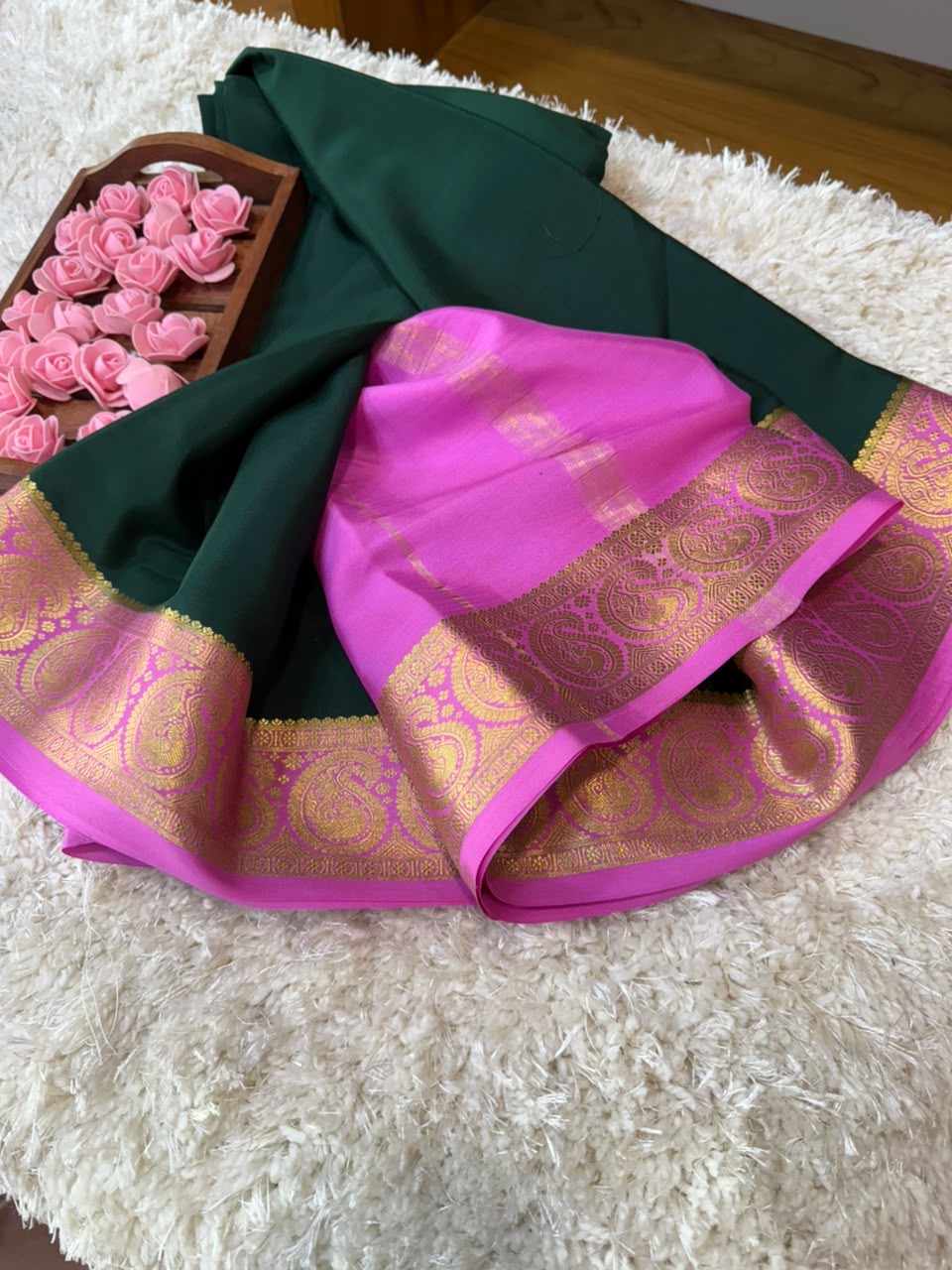 Mysore silk sarees contrast pattern