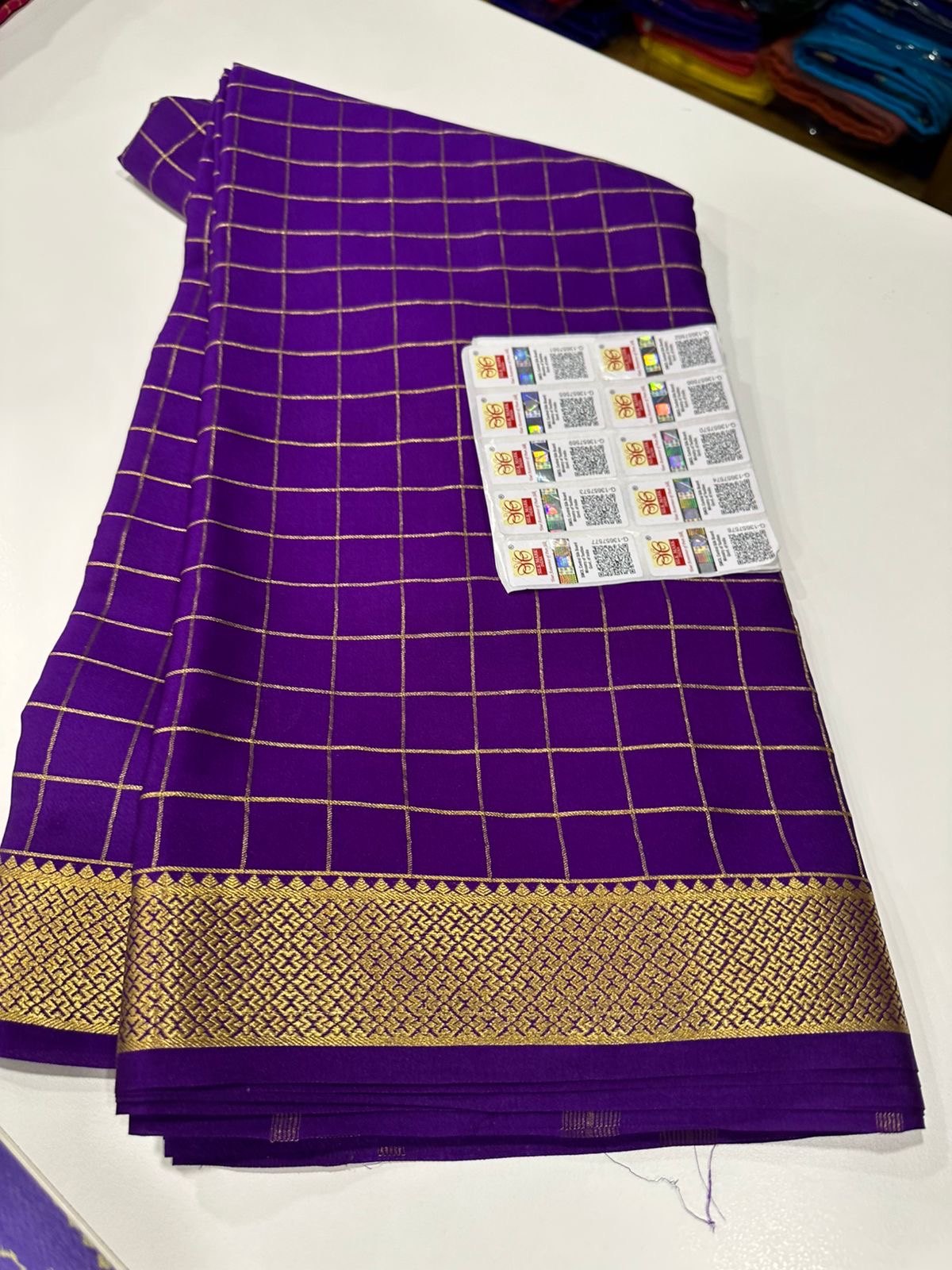 Checks pattern mysore silk sarees