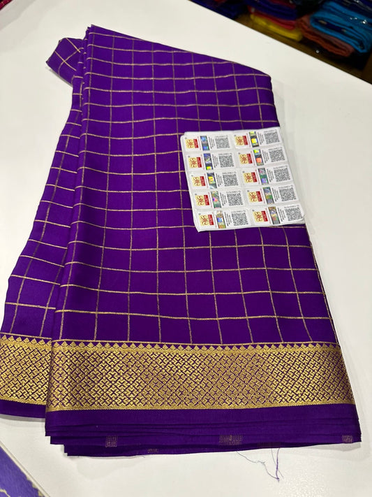 Checks pattern mysore silk sarees