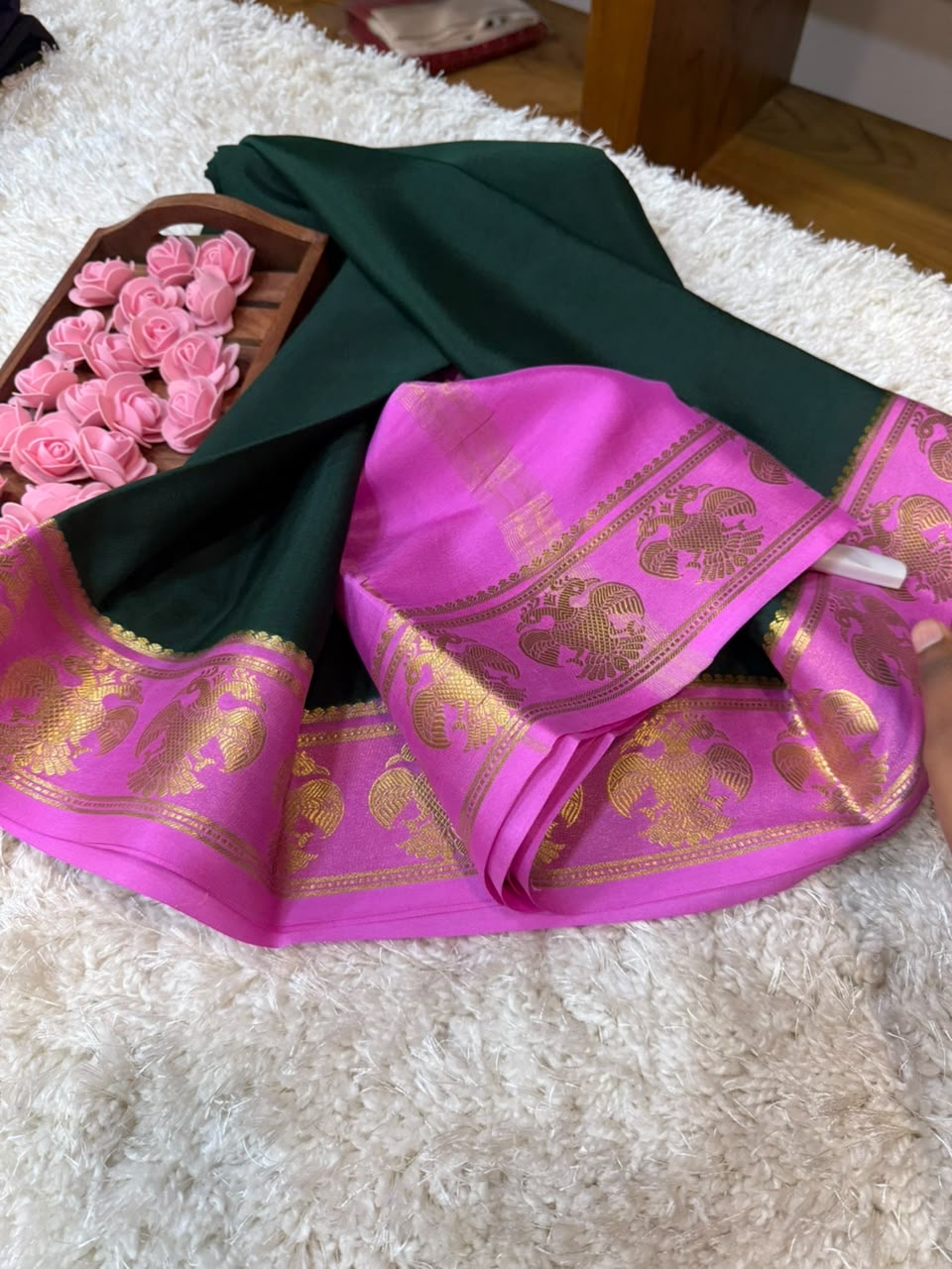 Mysore silk sarees contrast pattern