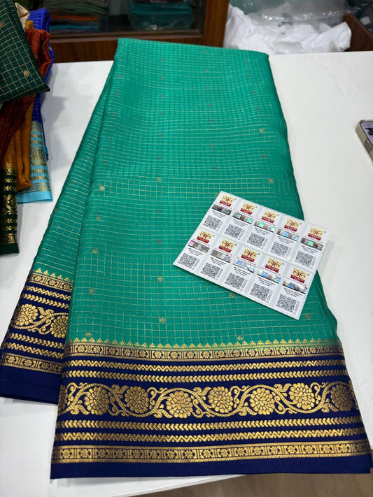 Mysore silk sarees contrast checks