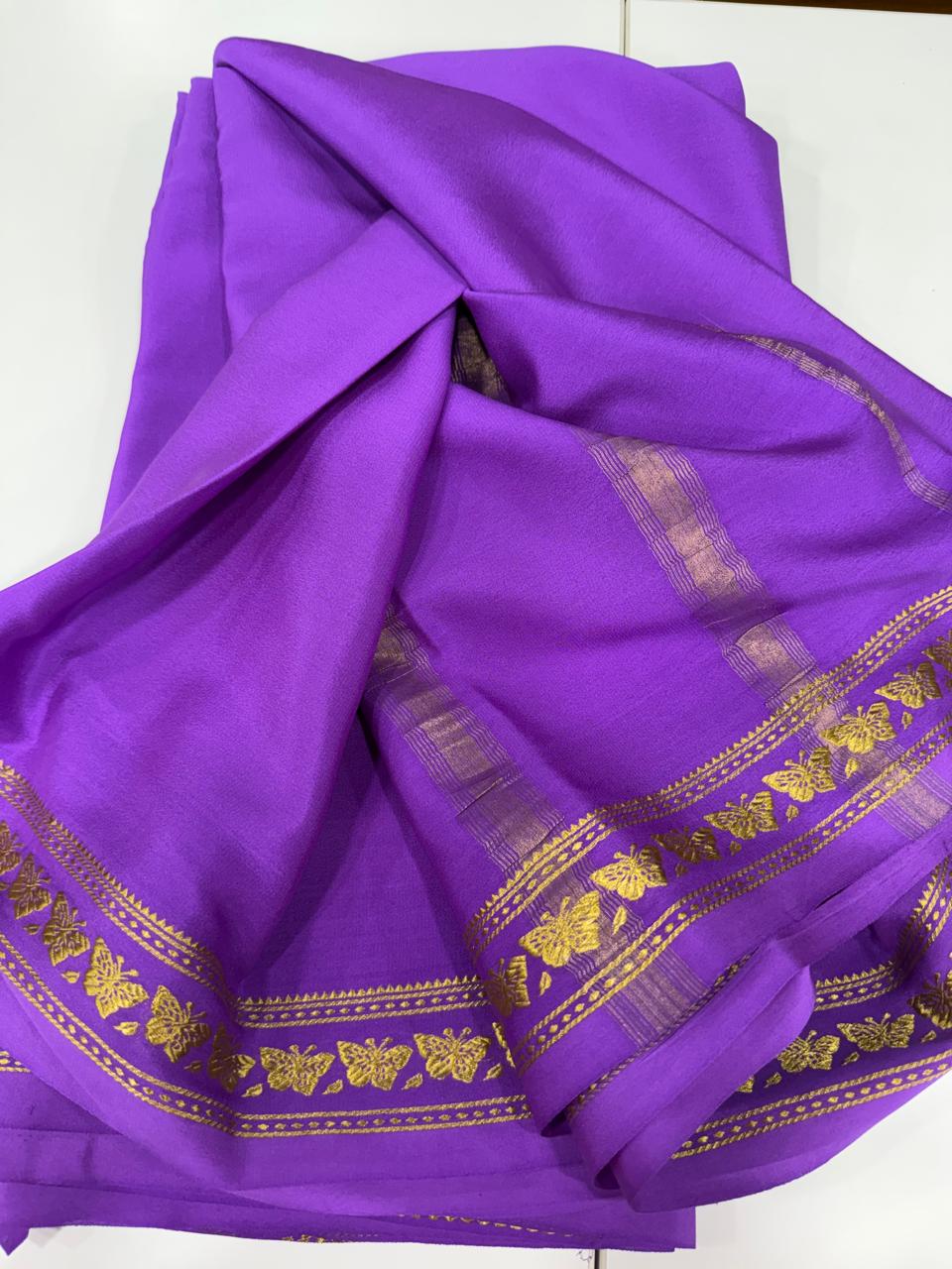 Small butterfly border self sarees