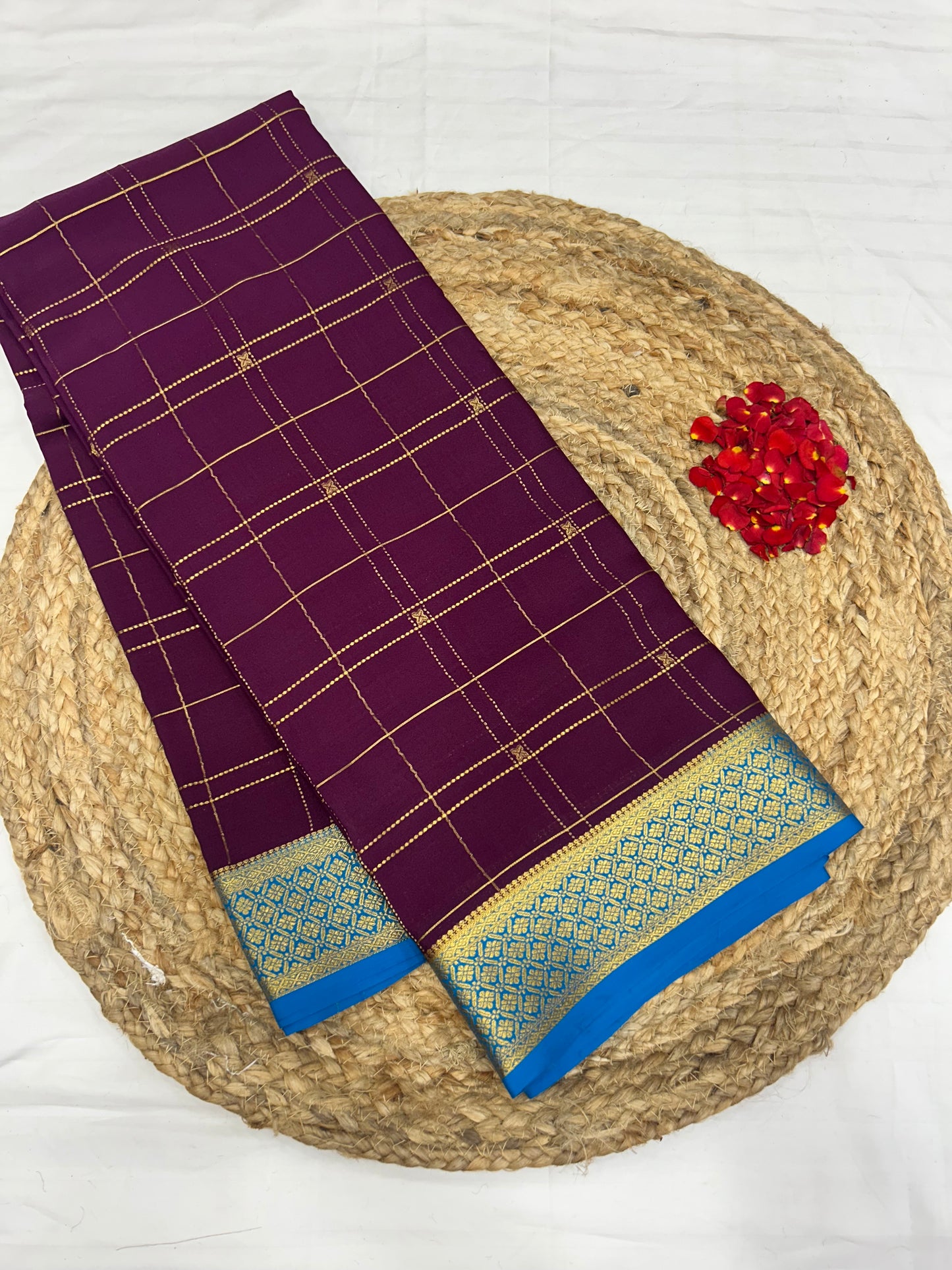 Mysore silk contrast checks