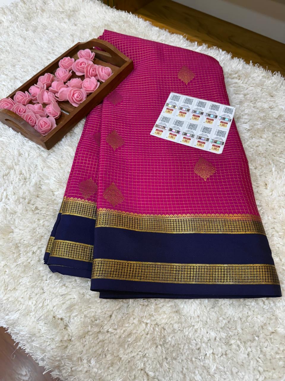Mysore silk sarees checks pattern